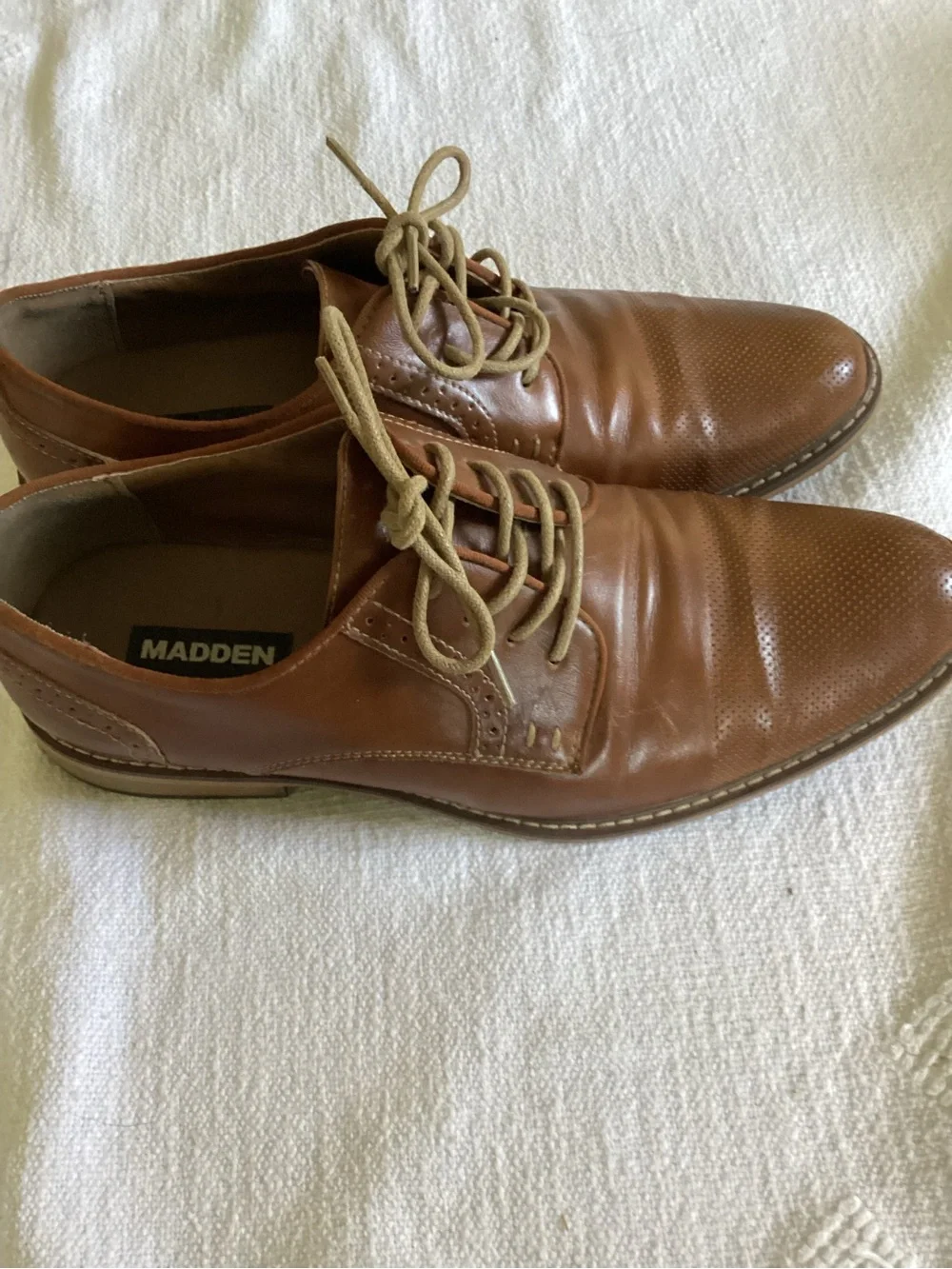 Madden Men’s Tan Leather Derby Shoes. Size 10.5 M